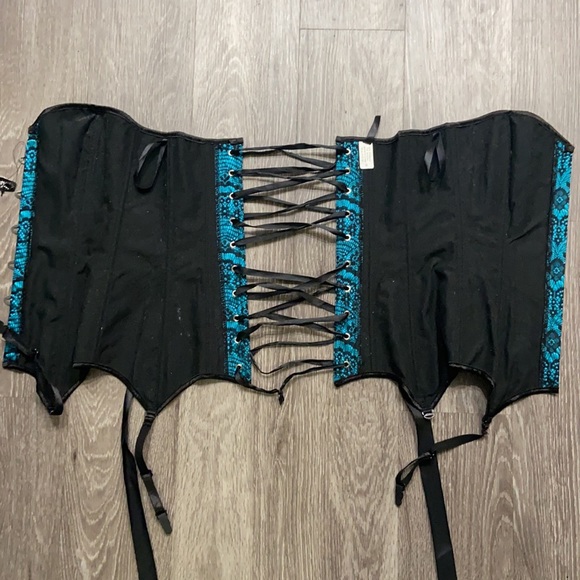 Adore Me Blue And Black Adjustable Corset Top - Picture 2 of 5